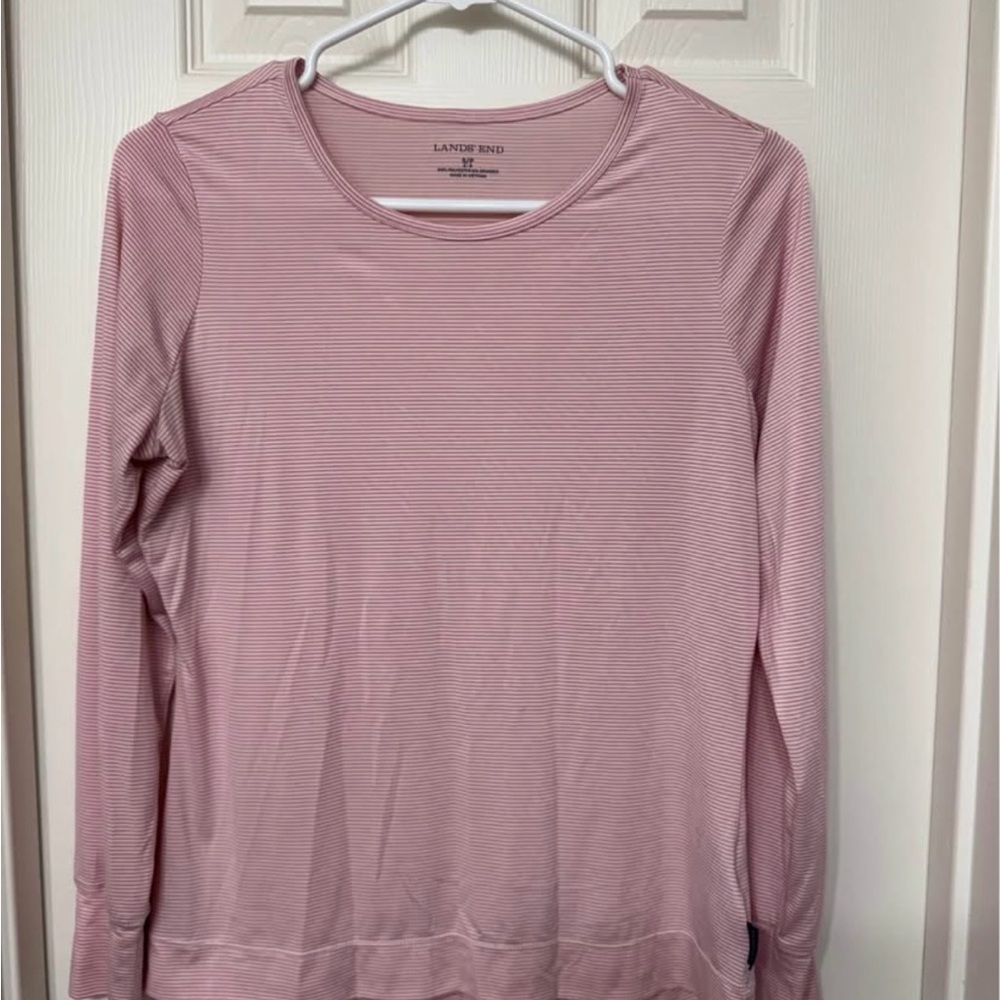 Lands' End Pink Fitted Long Sleeve T-Shirt
